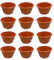 Chabrias Pack of 12 Fluted Traditional Ramekins Condiment Pots, Sauce Ramekins, Dip Bowls, Tough Plastic Sauce Pots, Made in England (Terracotta 2oz)