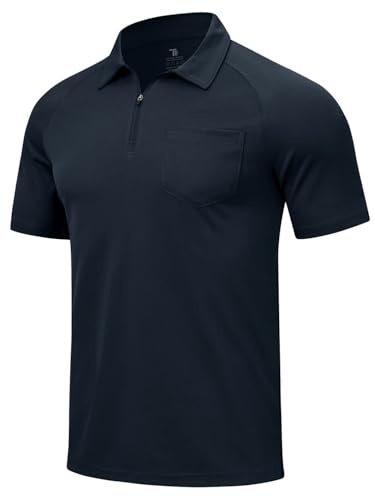 YSENTO Herren Poloshirt Kurzarm Atmungsaktiv Polohemd T Shirts 1/4 Zip Golf Polo Sommer Sport Shirts mit Brusttasche