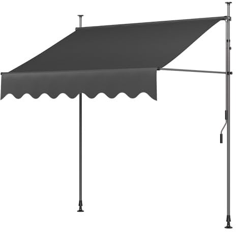 LIFERUN Klemmmarkise ohne Bohren 400cm mit Handkurbel Balkon Balkonmarkise Markise Sonnenschutz Wasserdicht UV-beständig Höhenverstellbar Wasserabweisend Terrassenüberdachung Metall und Polyester