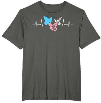 Transgender Pride Flagge Herzschlag Schmetterlinge T-Shirt