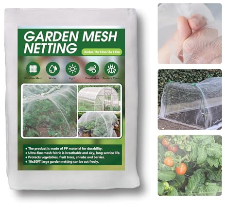 Garden Netting for Veg Patch Ultra Fine Mesh,3x6m Vegetables Insect Protection Netting,Anti Bird Butterfly Net for Grow Tunnel Flowers Greenhouse Plant Crops Fruits Raised Bed Barrier