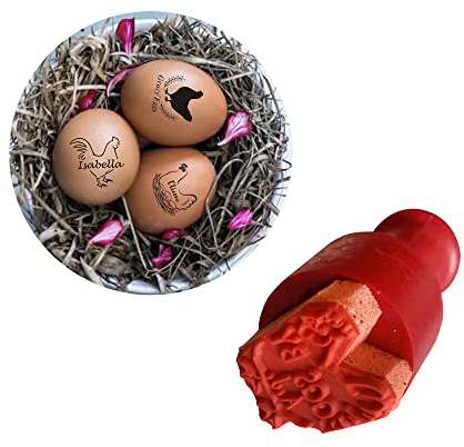 Custom Egg Stamps for Fresh Eggs, Personalised Chicken Egg Stamp with Name Logo, Customized Egg Labeling Stamps, Rubber Egg Stamper for Farm Backyard Chicken Coop