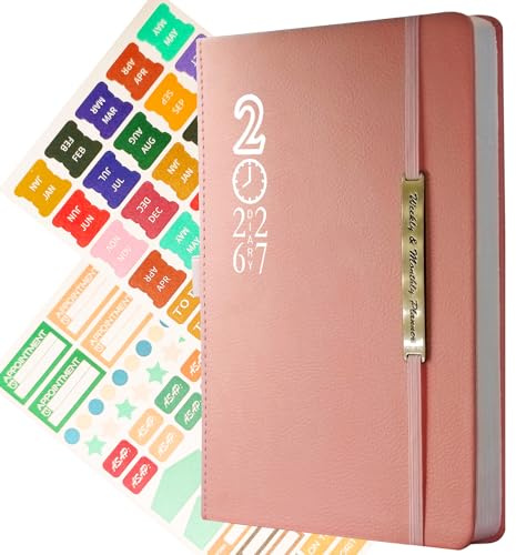 Terminplaner 2026 – 18-Monate-Terminplaner 2026–2027, A5, Wochenansicht von Januar 2026 bis Juni 2027, mit monatlichen Registerkarten, 100 g/m² Papier (Rosa (2026.1–2027.6))