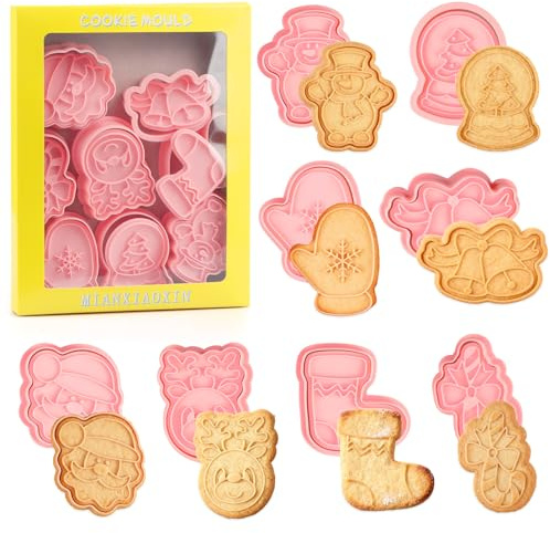 Ausstechformen Weihnachten, 8 Stück Keksausstecher Plätzchen, Plätzchenformen für Kinder, Ausstecher Ausstechform für Motivtorten Tortendeko Kekse Backen Küche