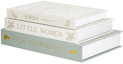 kroucoco Linen Decorative Faux Books for Home Decor,Set of 3 Modern Storage Boxes for Decoration,Fashion Design Fake Books for Coffee Table/Bookshlef/Mantel Decor (Sage)