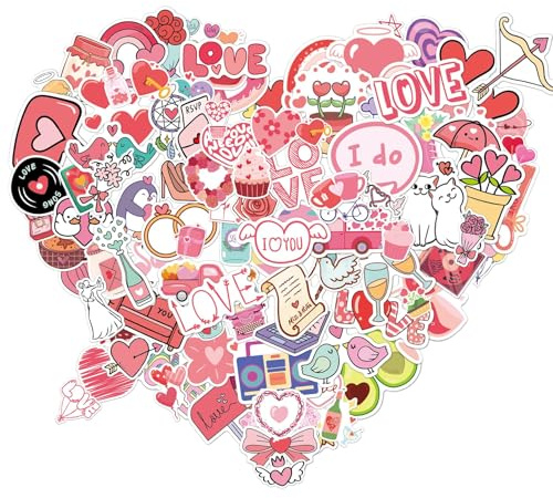 Herz Aufkleber, Sticker Scrapbook, 200 Stück, Valentinstag-Aufkleber, Wasserabweisend Für Wasserflasche, Hochzeit, Laptop, Bastelbedarf, Grußkarten, Scrapbooking, Diy, Basteln, Dekorationen