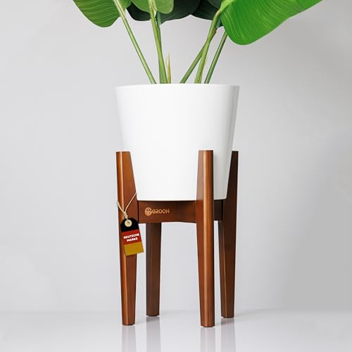 Groon® Premium Pflanzenständer Braun aus Bambus – Verstellbarer Blumenständer 20–32 cm | Handgefertigter Blumenhocker Pflanzenregal Blumentreppe mit 3-Schicht-Farbe | Stabil, Bodenschonend & Stilvoll