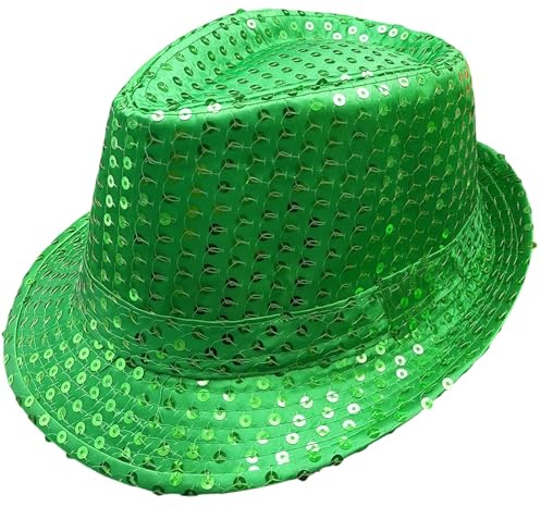 AWAVM Glitzer Hut Kinder Paillettenhut Schwarz Gold Rot Silber – Disco Jazz Hip Pop Partyhut für Kostüm Kinder, Karneval Fasching Halloween Mottoparty Kopfbedeckung Kostümzubehör Unisex (Grün)