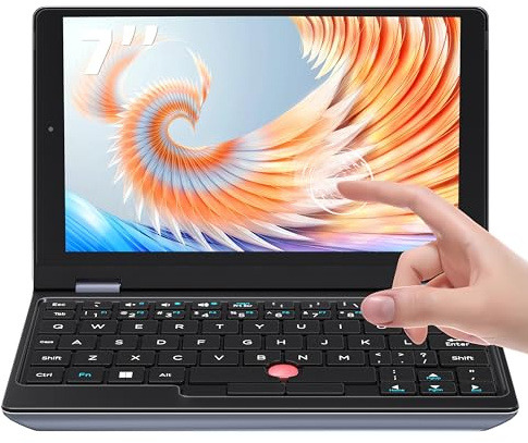 Fsjun 7'' Touchscreen Mini Laptop, 8GB RAM, 512GB SSD, Quad-Core J4105 CPU | Pocket Size Portable Computer, WiFi, HD Webcam, HDMI, USB 3.0, Compact Notebook PC for Students, Travel, Business and Daily