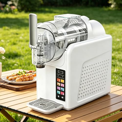 AityBuy Máquina De Granizados, 2 L, para Bebidas Congeladas con Temperatura Ajustable, Pantalla LED, Autolimpieza, 7 En 1 para Helados, Frappés, Batidos Y Margaritas Congeladas. SingleBowl-White