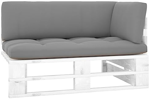 Paletten-Ecksofa Aus Kiefernholz Imprägniert Weiß | Modular-Sofa Lounge-Set, Wetterbeständig, Inklusive Kissen, Für Garten Terrasse
