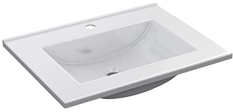 ARKITMOBEL Lavabo PMMA Color Blanco, Pila Lavamanos Rectangular, Baño, Medidas 61,5 cm (Ancho) x 13 cm (Alto) x 46 cm (Fondo)