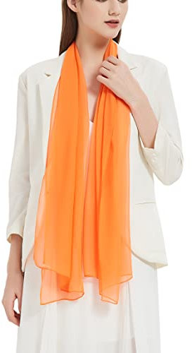 PANTONIGHT Langer Chiffon-Schal für Damen, 064 Uni Orange