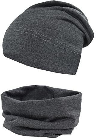 TupTam Jungen Beanie Mütze und Schlauchschal 2er Set, Farbe: Graphit Meliert, Hat Size: 50