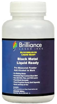 Brilliance Laser Inks 120 ml Black Liquid Ready Laser Marking Powder for High Contrast Metals Mark | Permanent Durable Metal Ink for Fiber, YAG, and CO2 Laser Engraver