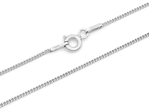 Panzerkette 925 Sterling Silber rhodiniert 1mm breit Länge wählbar 36 40 45 50 55 60 cm Silberkette anlaufgeschützt Halskette Kette Damen (55)