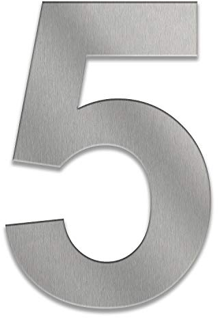 ZALAFINO Hausnummer aus Edelstahl in anthrazit/schwarz / DB703 / Edelstahl natur 0-9 und a-f - Größe konfigurierbar (30 cm, 5)