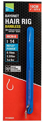 Preston Innovations Bayonet hair rigs Barbless MCM-B size 14 0.19mm 7lb6oz 10cm qty8