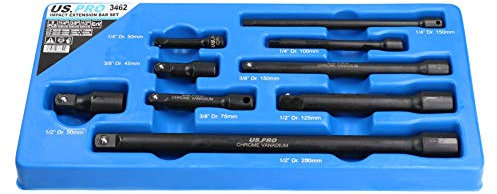 AB Tools Impact Wrench Extension 1/4 3/8 Inch 1/2 Inch Set 9 Pieces Power Nut Impact Nut