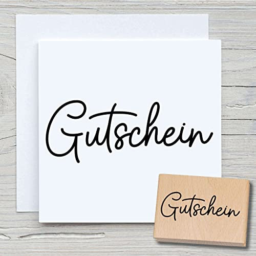 NEWSTAMPS Stempel Gutschein 02 Motivstempel aus Holz & Gummi zum Karten und Geschenke basteln, Holzstempel für Geburtstag, Spruchstempel, Anlass, Schrift, Scrapbook, Textilstempel, Deko