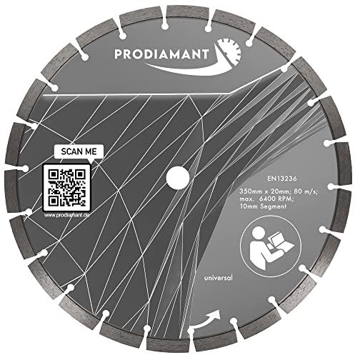 PRODIAMANT Premium Diamant-Trennscheibe universal 350 mm x 20 mm Blocksegment Segmenthöhe 10mm