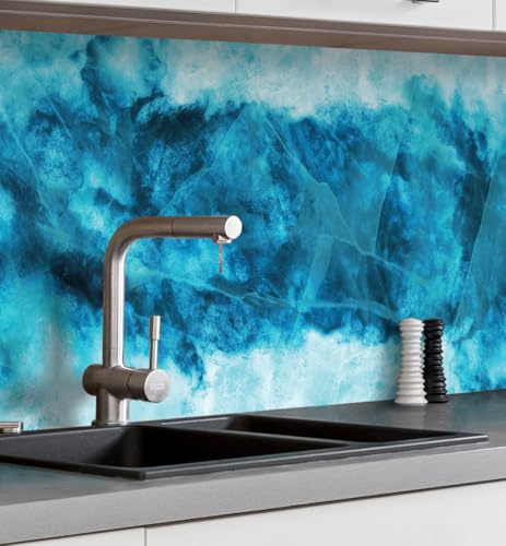 MyMaxxi Küchenrückwand selbstklebend – Matte, 0,4 mm Premium Spritzschutz Folie als günstige Alternative zu Glas, einfache Montage & leichte Reinigung – Motiv: Struktur EIS Muster B 80 cm x H 60 cm