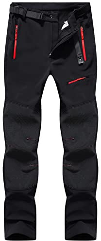 BenBoy Herren Wanderhose Wasserdicht Softshellhose Outdoorhose Winddicht Warm Gefüttert Skihose Snowboardhose Winter Trekkinghose,KZ41037M-Black-M