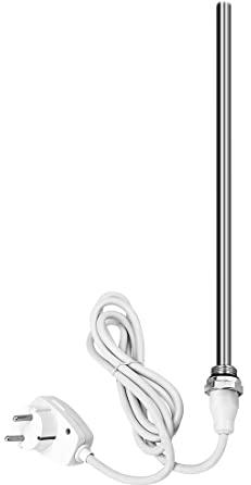 Heilmetz 600W Heizstab, Heizpatrone Heizelemente für Heizungen Heizkörper Badheizkörper Handtuchtrockner, Weiß, Mechanischer Druckknopfschalter