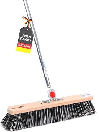 Profi OssiBlitz Straßenbesen 80cm mit 4-Loch-System Stiel Alustiel XL Besen | Stiel 145cm Lang, Aluminiumstiel, Harte Ossi-Blitz-Borsten (Kunststoff-Arenga), Für groben und feinen Schmutz