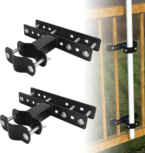 Support de parasol de terrasse – Support robuste pour parasol d'extérieur qui se fixe à la balustrade, maximisant l'espace de la terrasse, support de parapluie pour banc Buddy avec clip fixe