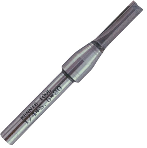 Rennie Tool - 5.5mm Cut x 20mm Flute x 1/4 Shank 2F Straight Router Bit | TCT Tipped 2 Flute Straight Router Cutter Bit Compatible With Makita Bosch Trend Katsu Dewalt Router Etc. 5.5mm Router Bit