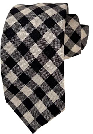 Brooks Brothers Herren-Krawatte, Schwarz / Weiß mit Gingham-Karomuster, schwarz, Einheitsgröße