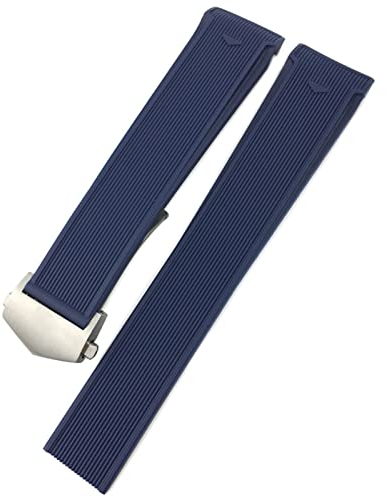 AEMALL Für Tag HEUER AQUARACER 300 WAY201B Calibre 20 mm 22 mm Gummi Silikon Uhrenarmband wasserdichtes Armband Uhrenarmband (Farbe: Blaue Silberschnalle, Größe: 20 mm)