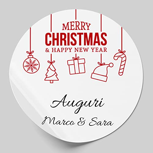 56 Personalisierte Aufkleber für Weihnachtsgrüße – Aufkleber mit personalisierbarem Text (Weihnachten 9, 4 cm)