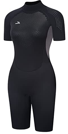 Neoprenanzug Damen Kurz 3mm für Herren Rückenreißverschluss zum Tauchen, Schnorcheln, Surfen, Kajakfahren, Kurzarm-Neoprenanzug für Wassersport