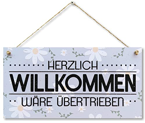 CARISPIBET Herzlich willkommen Wohndeko Schilder dekorative Willkommensschilder Hausdekoration Geschenkschilder Türschilder Wanddekoration 15x30cm