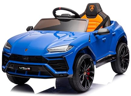 Macchina Elettrica per Bambini Lamborghini Urus 12v Full Optional con Sedile in Pelle e Tappetini Auto Elettrica per Bambini con Telecomando Blu