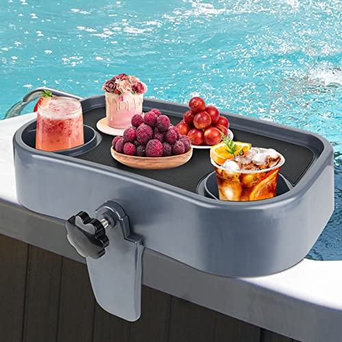Whirlpool-Tablett, verstellbares Whirlpool-Tischtablett, Whirlpool-Becherhalter, Whirlpool-Getränkehalter mit 2 Getränkehaltern, rutschfestes, Spa, Whirlpool-Zubehör für Erwachsene