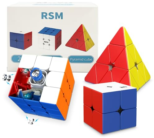 TUNJILOOL MOYU 3 Pack Magnetischer Speed Cube Set 2x2x2 + 3x3x3 + Pyraminx Pyramide Magnetic 3D Puzzle Magic Toy für Kinder Erwachsene