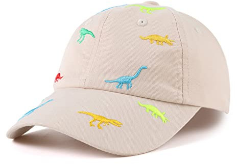XIAOHAWANG Sommer Baseball Cap für Jungen Mädchen Verstellbar Sport Kappe Kinder Mit Dinosaurier-Stickerei Schirmmütze Kinder UV Schutz 2-6Jahren (Beige Dinosaur-B,52cm)