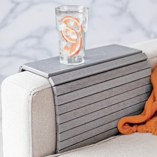 Momo Lifestyle Sofa-Arm-Tablett, Trockensofa, ultra-saugfähig, schnell trocknend, flexibel, faltbar, nachhaltig, großes Sofa-Armlehnen-Tablett, Tisch, 50.8x33 cm, Kieselgur, rutschfeste Couchablage