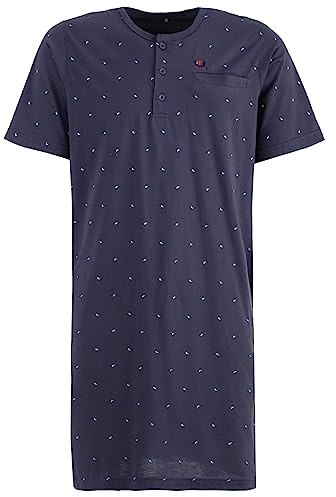 Henry Terre Herren Nachthemd Kurzarm Tropfen Rundhals Tasche Schlafshirt Knöpfe