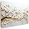Feeby Deco Panel Blumen 3D Natur Magnolie 120x80 cm 1 tlg Schlafzimmer Modern Deco Panel MDF Kunstdruck Wand Bild Wanddeko Design Wohnzimmer Büro Flur Hotel Spa Pflanzen Botanik Blumenmotiv Gold