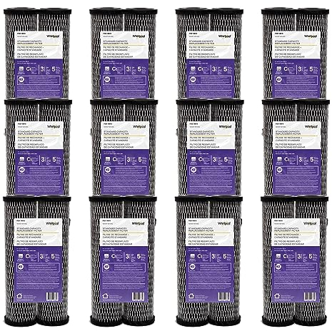 Whirlpool CTO Carbon Wrap Wasserfilter WHKF-WHWC, komplettes Gehäuse mit 24 Filtern, NSF-zertifiziert, 5 Mikron reduziert Sedimente, Chlorgeschmack und Geruch für das ganze Haus Filtration oder