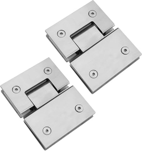 JUTSTJUKO 2 Pack 180 Degree Frameless Shower Door Hinges Glass Shower Door Hinges,Heavy Duty 304 Stainless Steel Glass to Glass Hinge Bathroom Gate Clamp for 8-12mm (Silver)