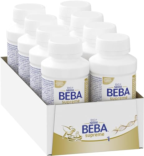 Nestlé BEBA SUPREME 1 Anfangsmilch: trinkfertige Portionsflaschen, mit Omega 3, 8er Pack (8 x 200ml)