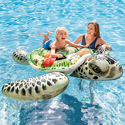 DameCo Meeresschildkröte schwimmende Reihe aufblasbarer Wasserschwimmer, Schwimmring aufblasbare schwimmende Reihe Faltbarer Pool, aufblasbare Wassermatratze, 191 x 170 cm Interesting