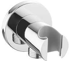 KINGBATH™ Round Shower Holder with Outlet Wall Mount Shower Outlet Elbow with Holder Brass Chrome 1/2” Shower Hose Hand Shower Wall Valve Connector Bracket for Bathroom Replacement Spare Parts