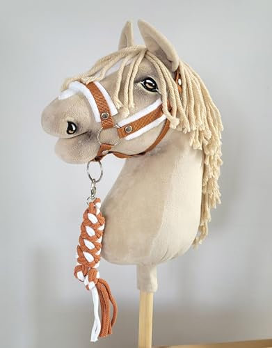Hobby Horse Set Halfter A3 mit weißem Fell + Lanyard - weiß und rot Kein Pferd im Lieferumfang enthalten