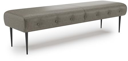 CAVADORE Sitzbank Amba, Trendige Polsterbank 3-sitzig für Küche, Esszimmer oder Wohnküche / Küchenbank passend zum 3-Sitzer Amba / 159 x 52 x 54 / Hochwertiges Mikrofaser: Graubraun